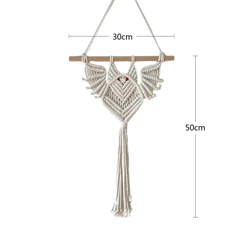 Creative Bat Hand-Woven Tapestry Plant Mesh Pockets Potted Plants Hanging Basket Animal Kids Room Tapestry