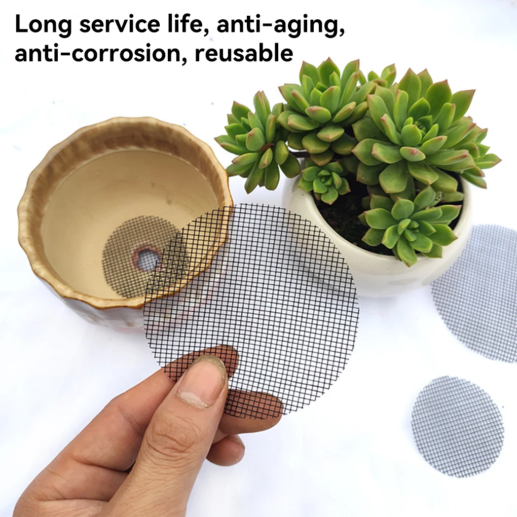 

100 Pieces Flower Pot Hole Mesh Pad Planter Drainage 2.5/4.5/7.5/10cm Diameter Bonsai Mat Mat Cushion Yard 4.5cm