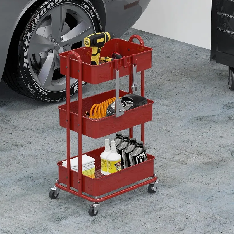 Heavy Duty 3-Tier Metal Utility Rolling Cart 4