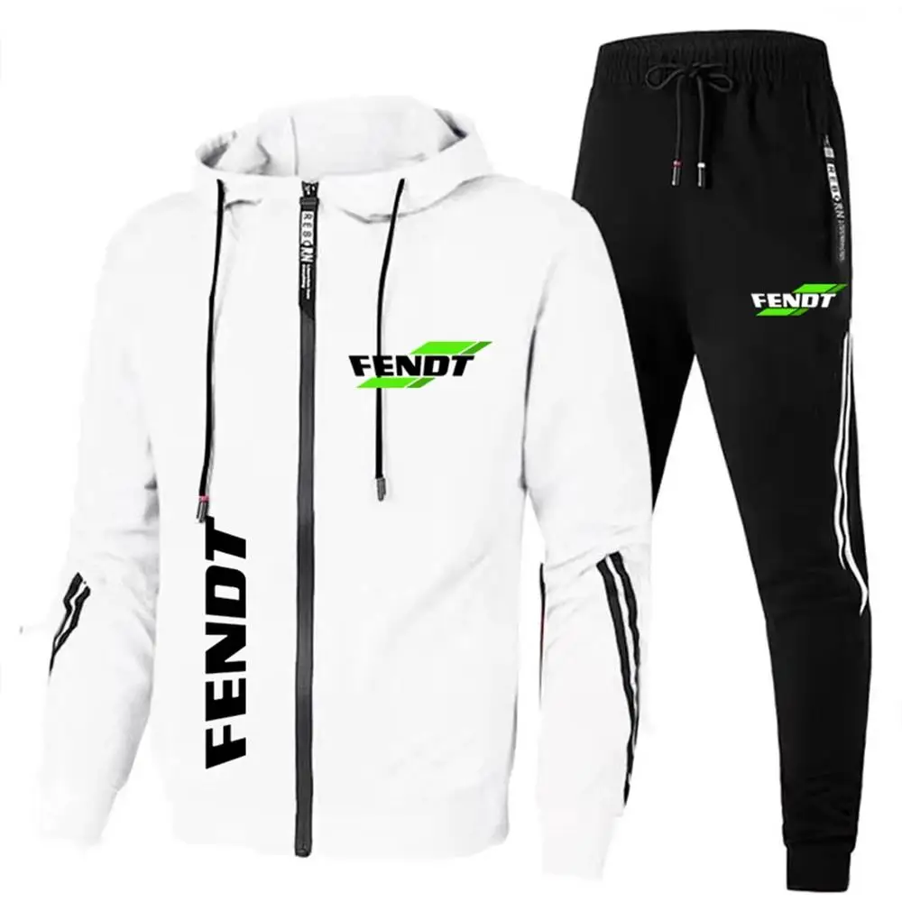 2024 New Men's Hooded Sports Set Brand FENDT Logo Outdoor Leisure Fashion Shirt Morning Running Fitness Two Piece 2