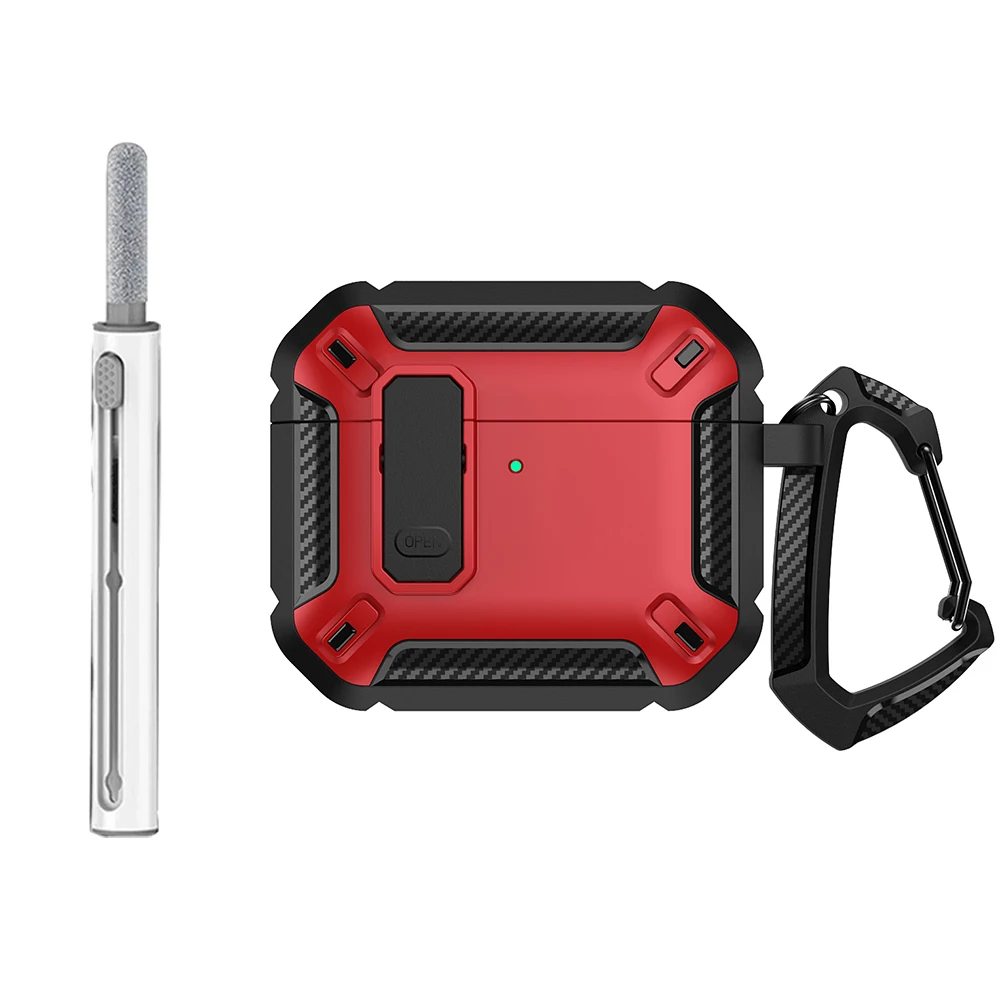 Enhanced Security Lock Case for AirPods - Durable TPU & PC Protective Earphone Cover with Hook