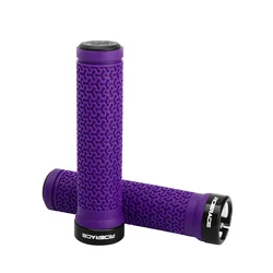 MTB Mountain Bike Non-Slip Soft Rubber Handlebar Grips with Locking Cover Plug (PURPLE)