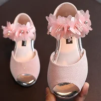 Summer New Style Children's Sandals Girls Fashion Rhinestone Flower Princess Shoes Little Girls Soft Soled Dance Shoes Girls 1