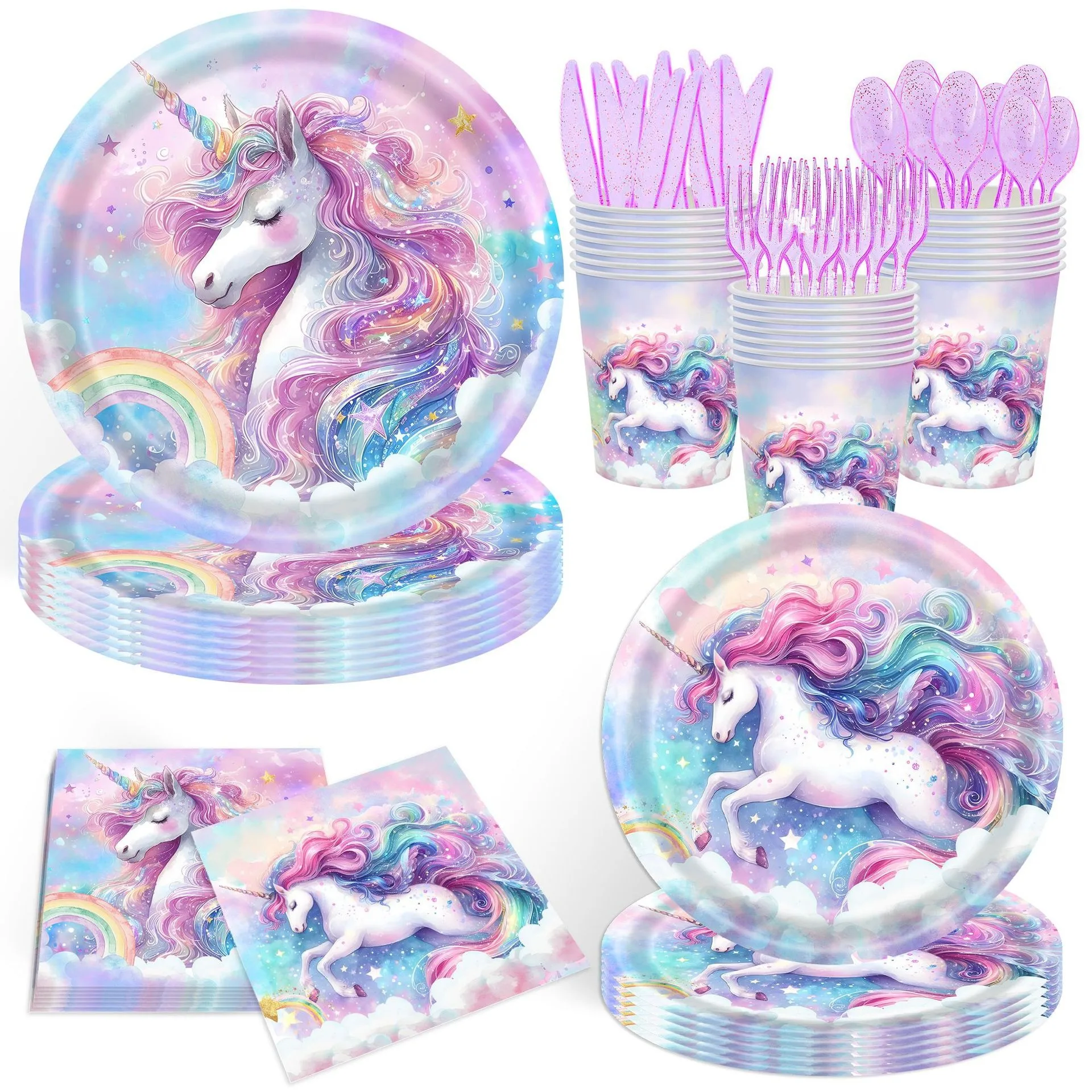 Lot De 6 Assiettes En Papier licorne 27cm Multicolore - Vaisselle