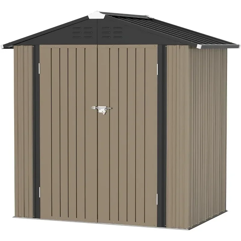 Metal Outdoor Storage Shed 6FT X 4FT, Steel Utility Tool Shed Storage House With Door & Lock
