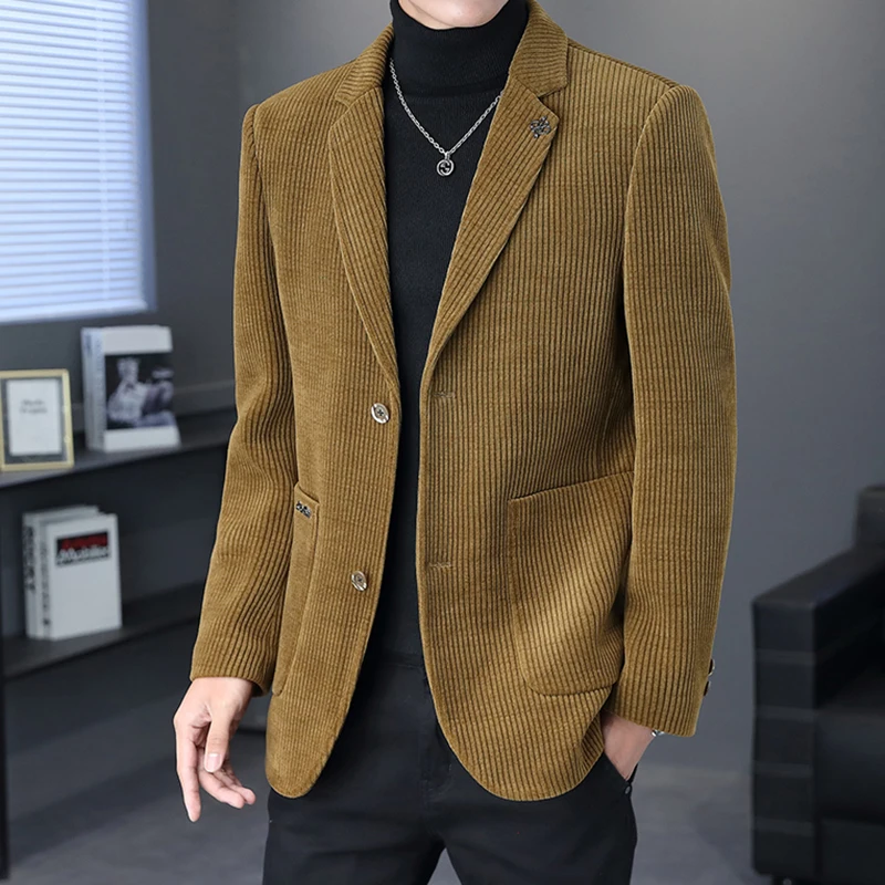 

Высококачественный мужской блейзер Корейская версия модный тренд Простой повседневный деловой Элитный мужской пиджак
