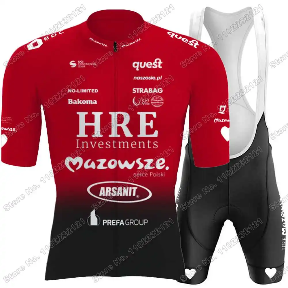 HRE Mazowsze Serce Polski Cycling Jersey Set Men Poland Cycling Team Clothing Road Bike Shirts Suit Bicycle Pants