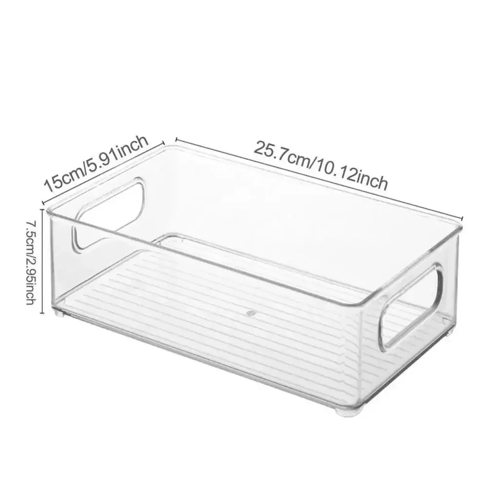 

Plastic Food 1/4pc Freezer Box Organizer Refrigerator Clear Fridge Storage With Bins Handle Tool Stackable Pantry