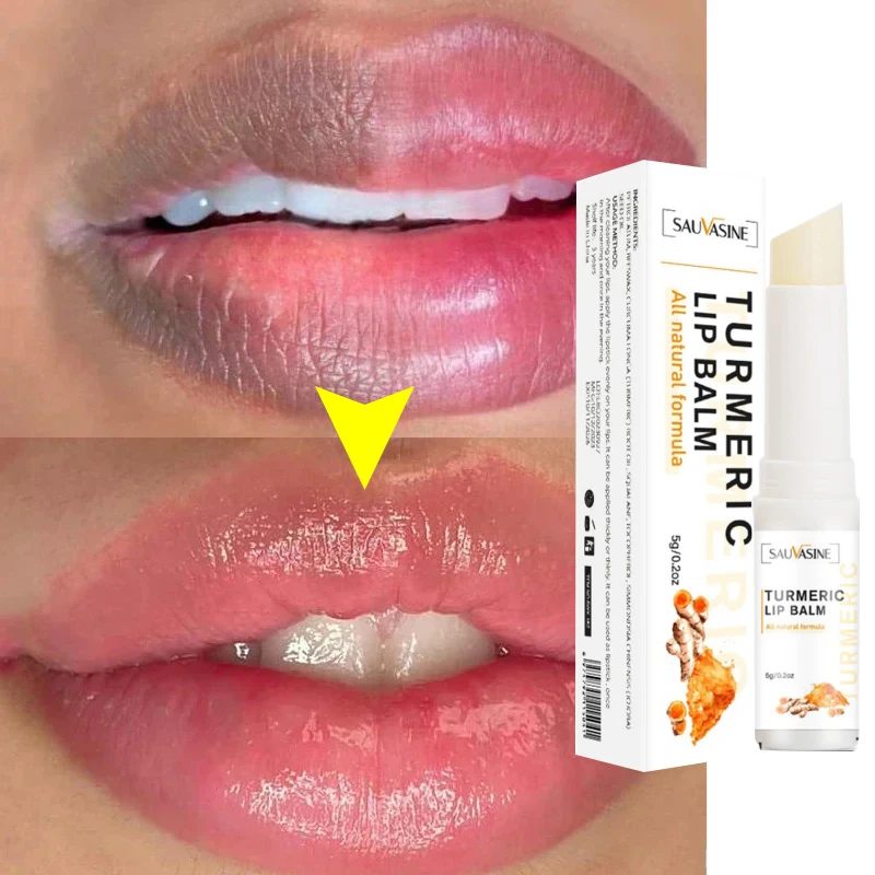 Turmeric Whitening Lip Balm Lip Black Dull Removal Exfoliate Lighten Pigment Dead Skin Moisturizer Nourish Fade Lip Lines Care vitamin c facial cleanser whitening skin cleansing pores shrinking removal black spot oil control moisturizing face wash foaming