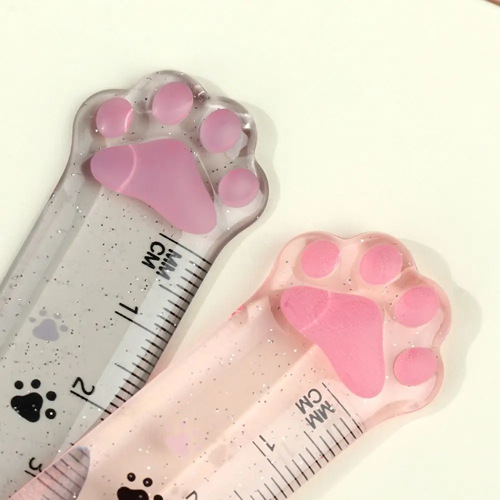 Cute Student Ruler Cat Paw-shaped Measuring Scale Clear Scale Accessories :  .in: Office Products