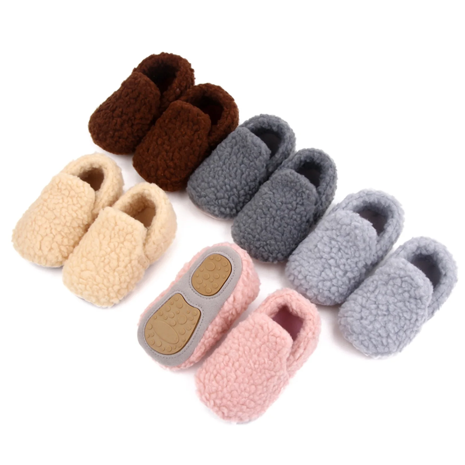 Infant Newborn Baby Slippers Toddler Girls Boys Prewalker Trainers First Walker Fur Winter Warm Baby Anti-slip Crib Shoes