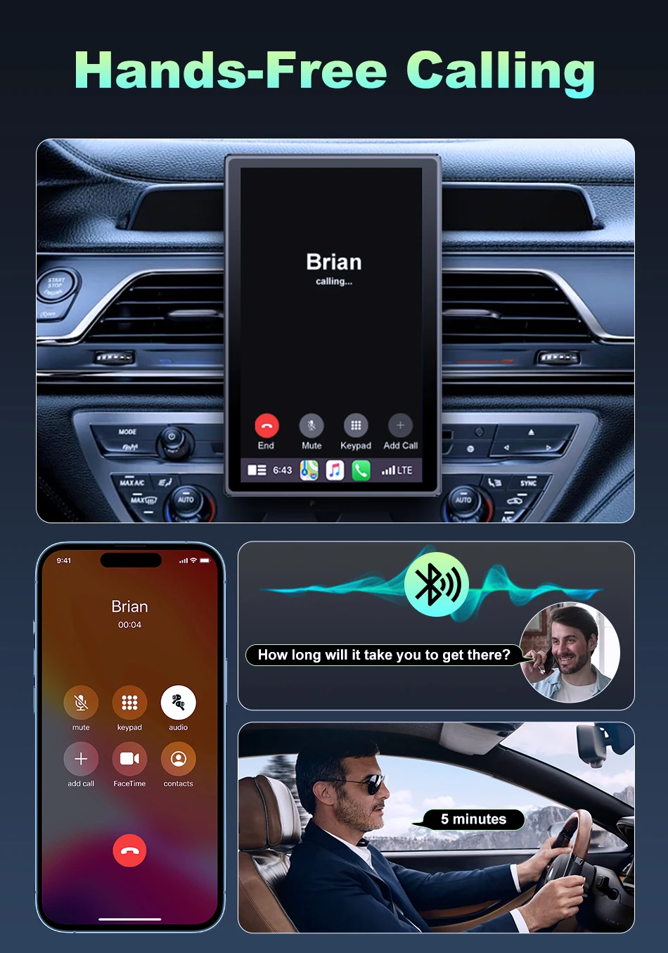 Srnubi 7 Zoll Carplay Android Auto Autoradio 5G WIFI Multimedia-Videoplayer Bluetooth 5.0 Plug-and-Play-Autonavigation – Detail 10