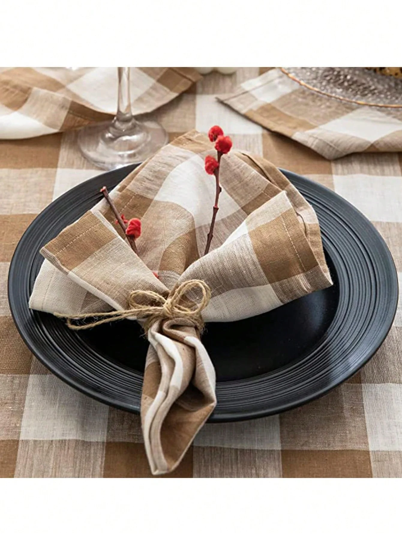 6Pcs 40x40cm Multicolor Plaid Pattern Napkin Table Decoration Napkin For Wedding Parties and Everyday Use