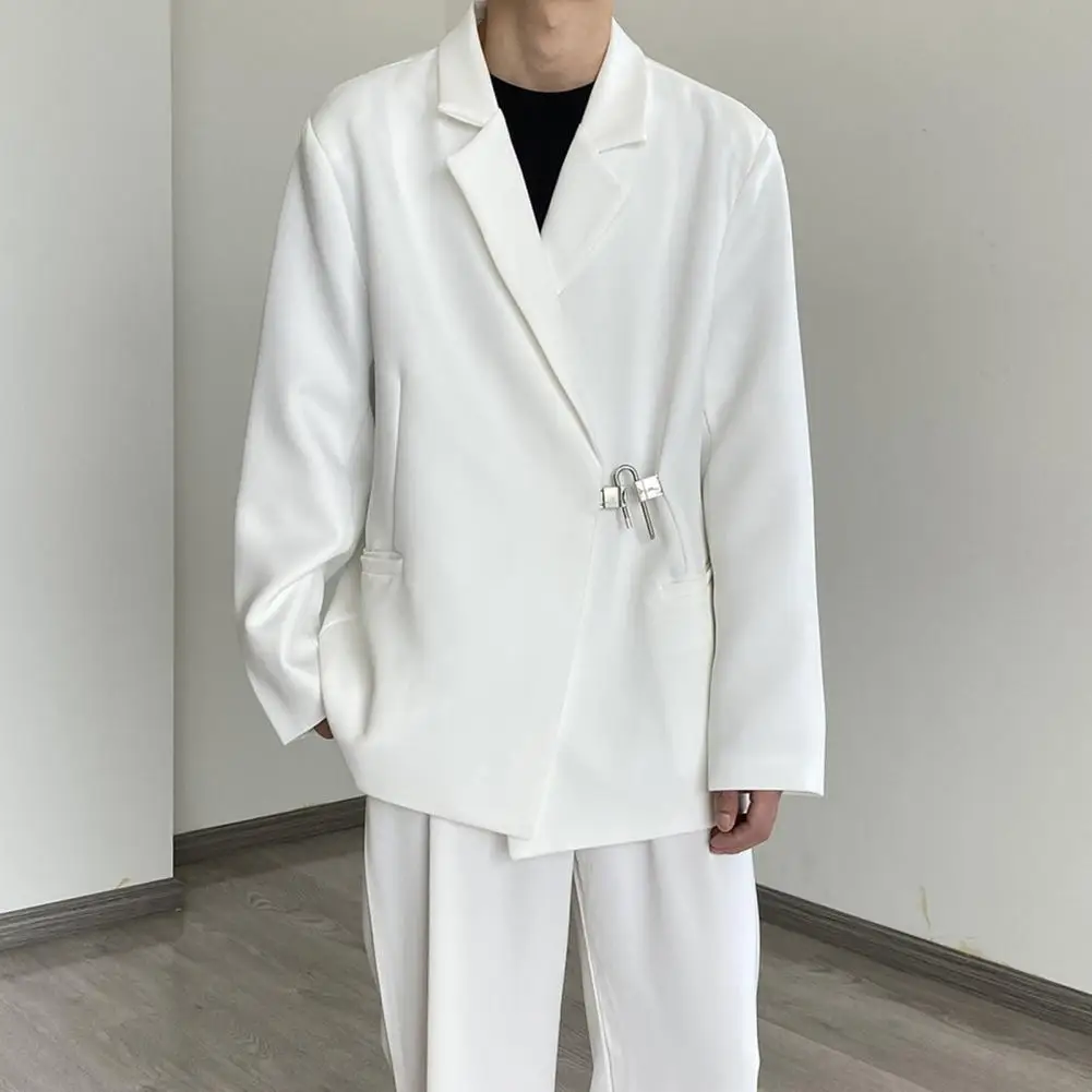 

Men Fall Jacket Turn-down Collar Suit Coat Groom Wedding Jacket Anti-wrinkle Men's Suit Coat with Lapel Business Suit Jacket