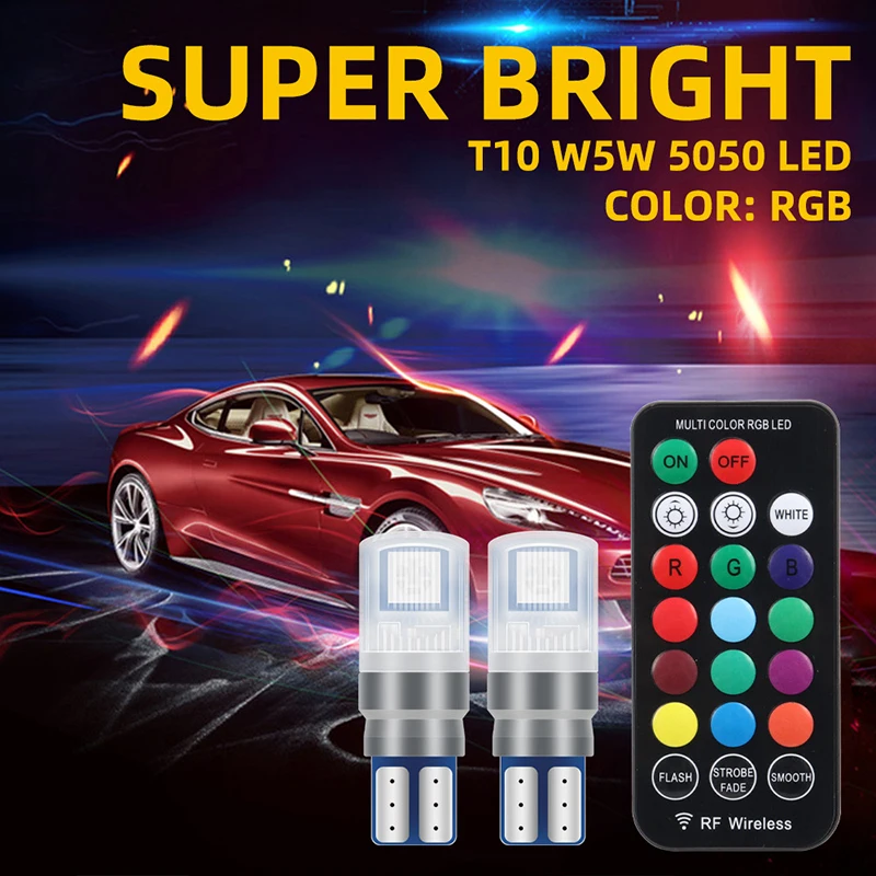 rgb 5050 led t10 w5w car light T10 led interior light position light auto clearance lamp Signal light Tail lights Makeup Lamp
