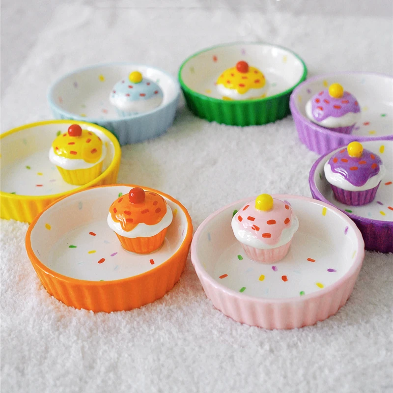 Ceramic Cake Hamster Bowl Small Pet Food Bowl for Home Use Multi-color Small Jewelry Box Rabbit Feeder Parrot Supplies