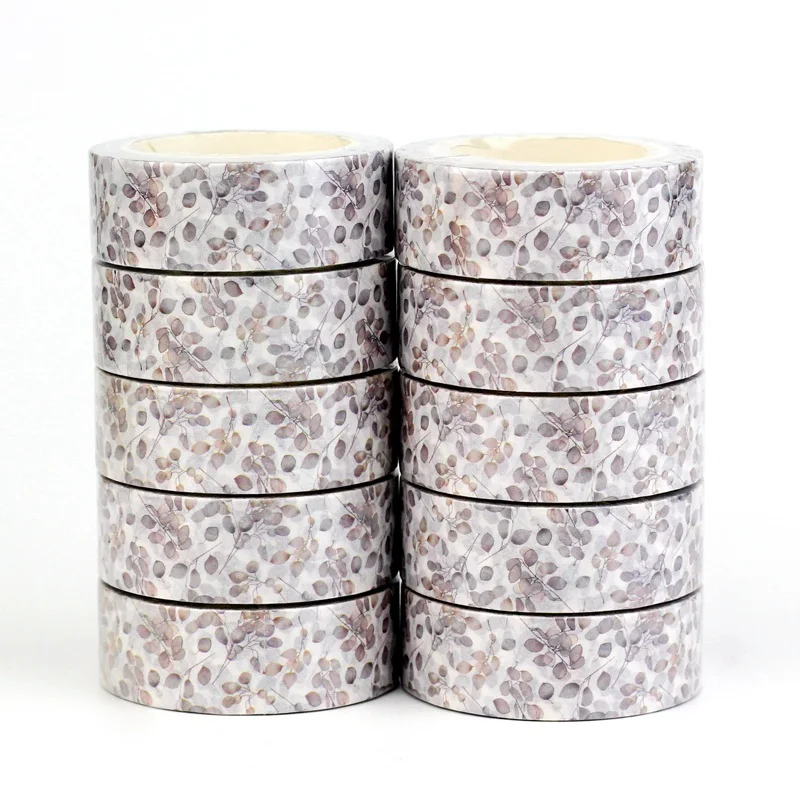 2023 NEW 1PC 10M Decor More Neutral Leaves Grid Washi Tape Set for Scrapbooking Planner Adhesive Masking Tape Cute Stationery 3