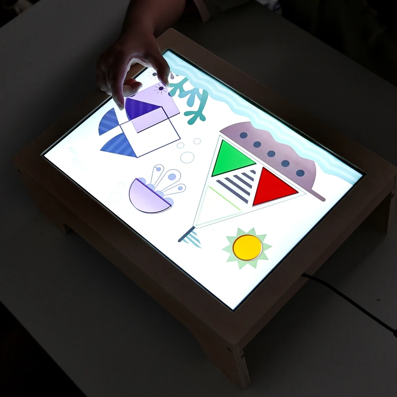 Montessori-Tischtafel lassen Objekte fluoreszenzenzenz lebendig und den Nachtlichtmodus des beweglichen Lichtempfindlichen – Detail 18