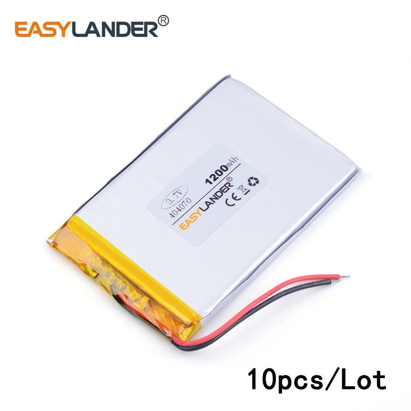 

10pcs /Lot 3.7v lithium Li ion polymer rechargeable battery 404070 1200MAH For dvr GPS,mp3,mp4,speak PDA Tools andorid phone