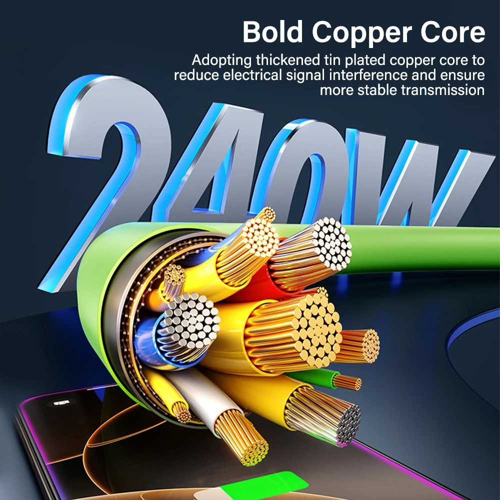 High-Speed Type C to Type C Digital Display Charging Cable, 240W/100W Power Delivery
