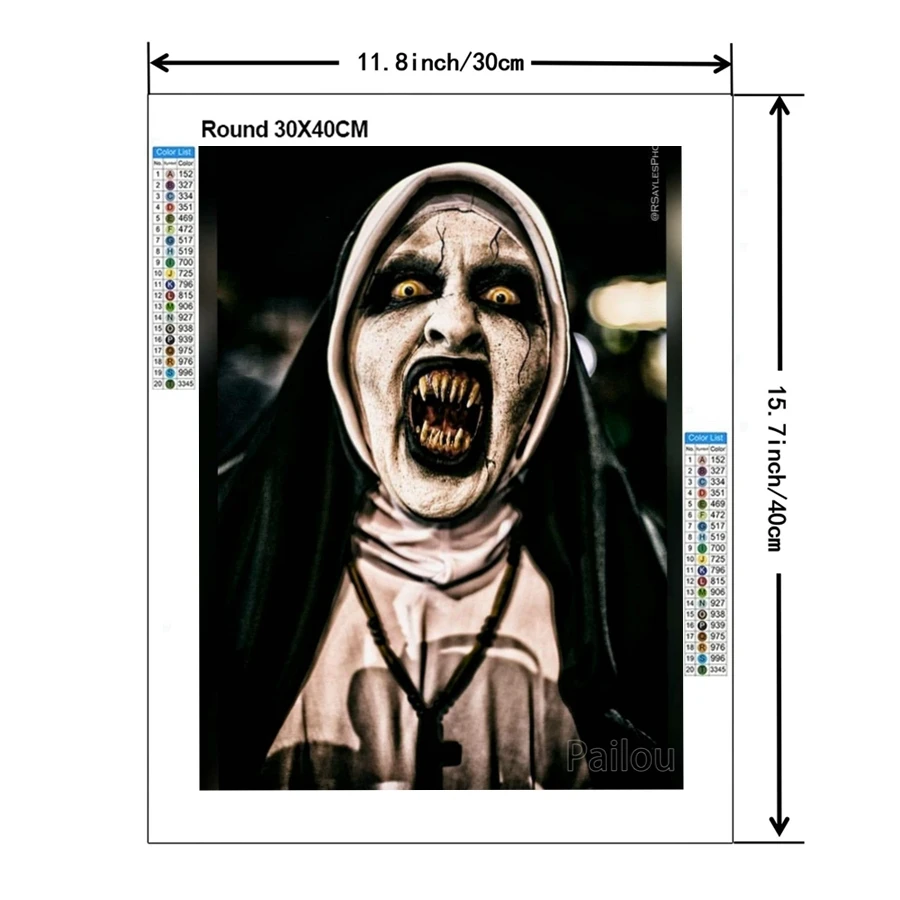Horror Movie The Nun Diamond Painting Mosaic Photo Conjuring Universe Halloween Art Embroidery Cross Stitch Handwork Wall Decor
