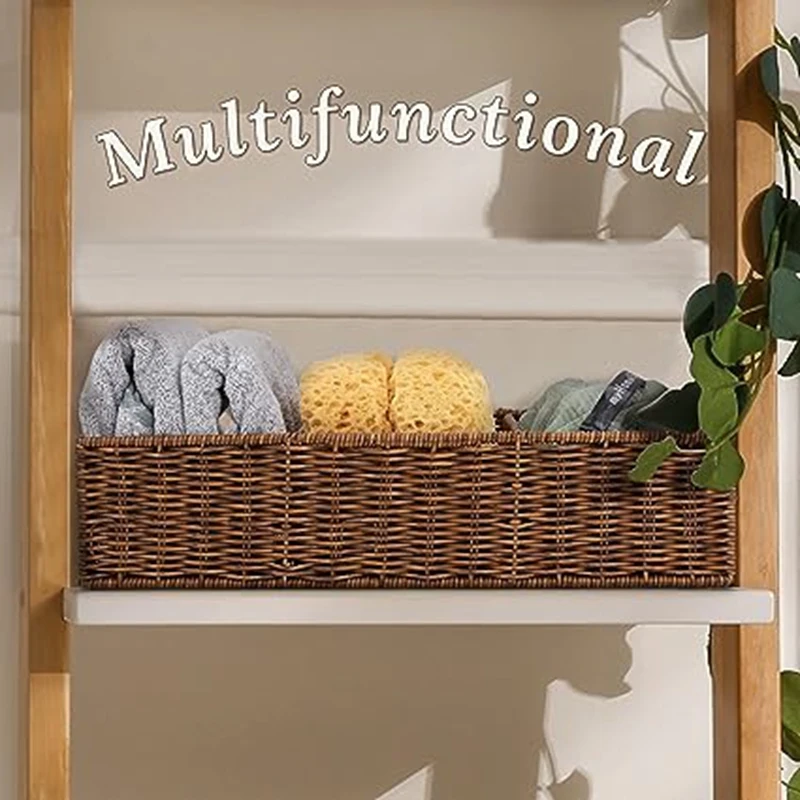 Woven Storage Box Desktop Miscellaneous Box Toilet Paper Box Storage Bathroom Organizer Bathroom Sink Storage Countertop Durable 4
