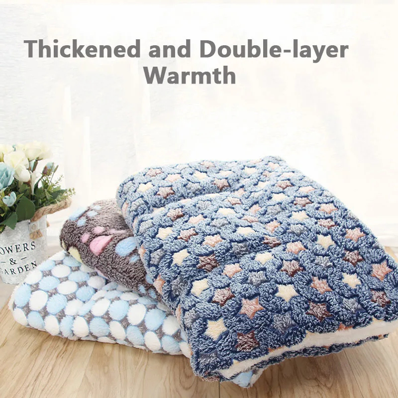 Pet Bed Mat Flannel Thickened Dog Bed for Small Medium Large Dogs Cats Winter Warm Blanket
