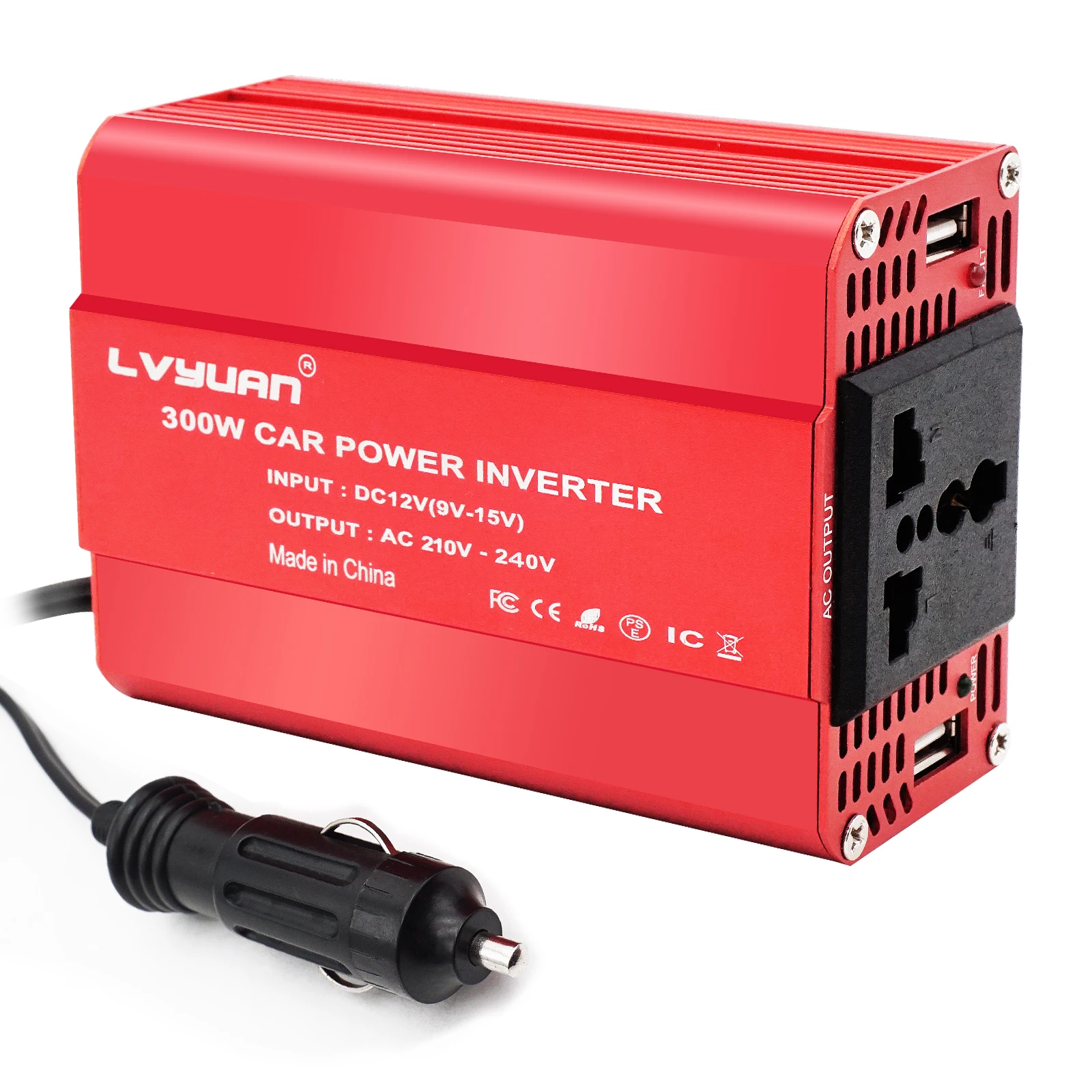 300w Modified Wave Car Power Inverter 12v 220v With 3.1a Dual Usb