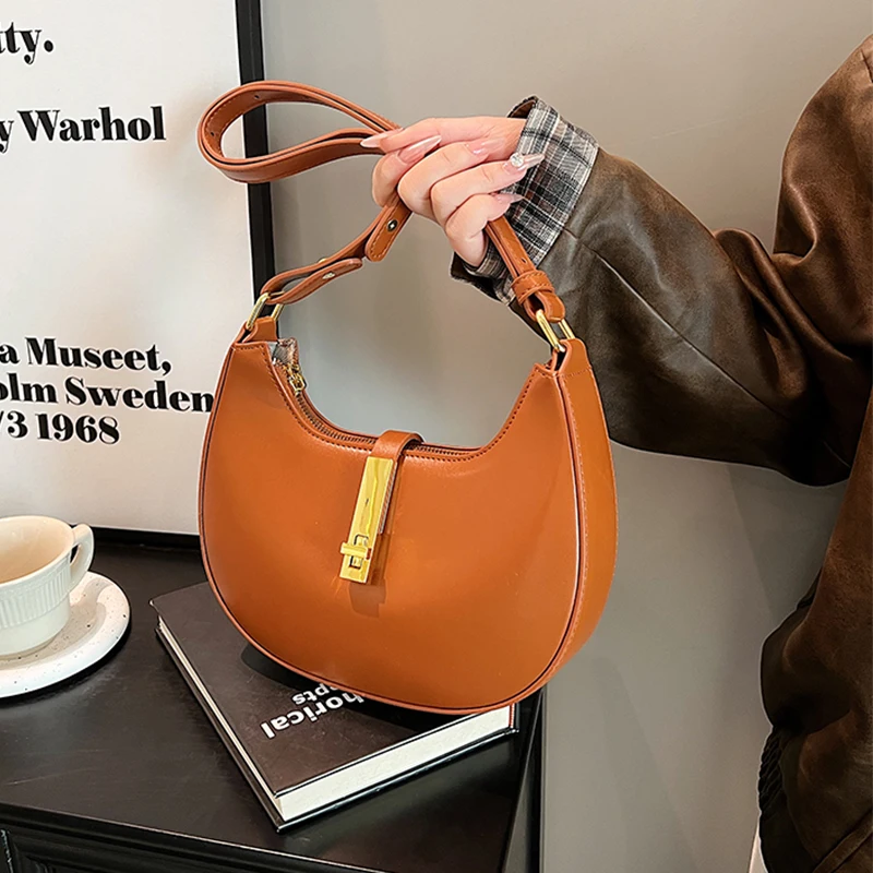 

Designer Handbag And Purse Half Moon Design Underarm Shoulder Bag For Women Top Quality Leather Crossbody Bag Sac A Main Brand