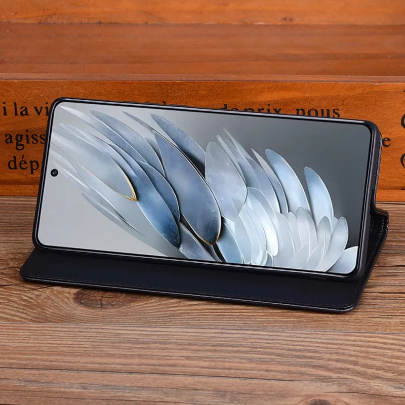 Hot Sales Luxury Genuine Leather Flip Phone Case For Zte Nubia Z50s Pro Leather Half Pack Phone Cover Procases Shockproof