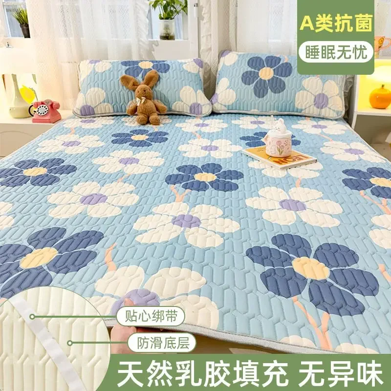 Sábana de verano fresca, funda de almohada, traje para dormitorio de estudiantes, alfombrilla enfriadora de látex con dibujos animados, juego de ropa de cama, colcha doble lavable