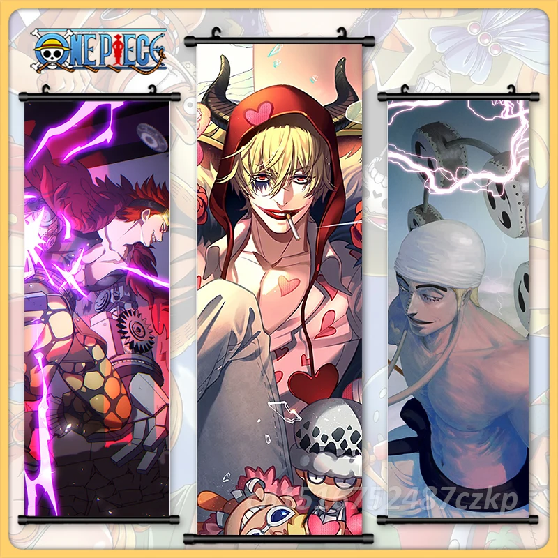 

Home Decor Anime Poster Wall Art One Piece Luffy Nami Chopper Gear Painting Zoro Hanging Scroll Print Japanese Picture Poster