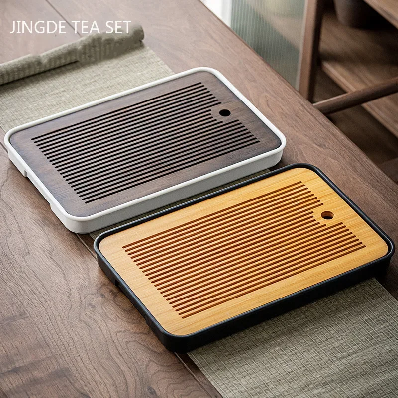 1PC Antique Household Bamboo Tea Tray Drainage Water Storage Dry Bubble Tea Tray Chinese Tea Ceremony Tools Tea Sets Supplies