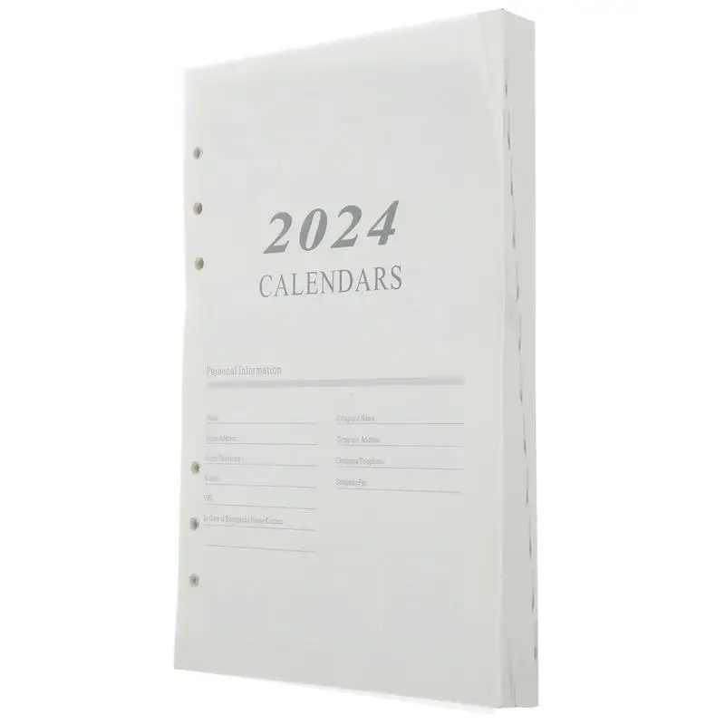 2024 English Agenda Book Page A5 Writing Planner Blank Notebook Pocket Paper Notebooks Daily Convenient Academic Travel Pad