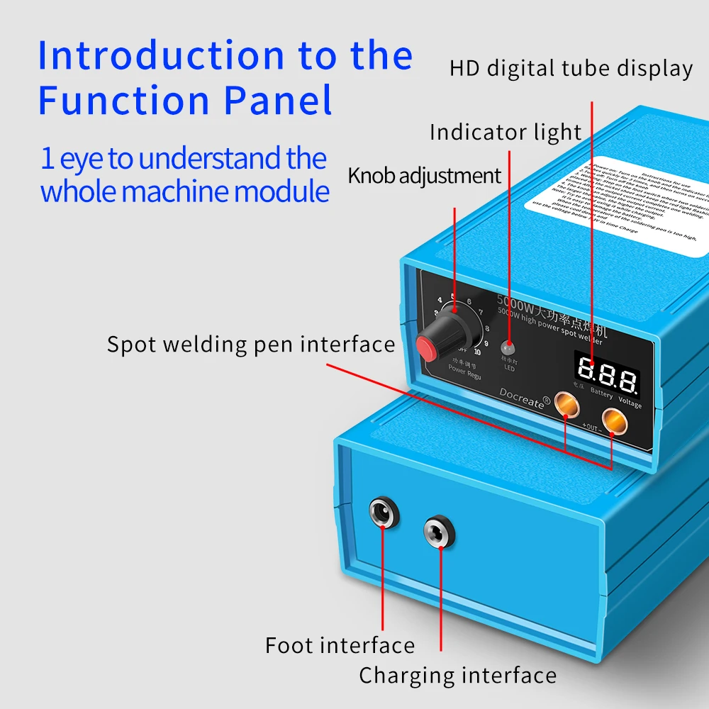 5000W Digital Spot Welding Machine 10 Gear Battery Pack Welding Tool For 0.1~0.15mm Nickel Sheet DIY 18650 Battery Spot Welder 5