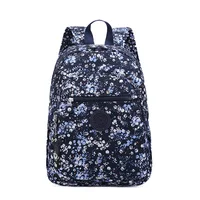 Purple Grey Black Blue Nylon Flower Pattern Fashion Casual A4 Girl Boy Women Men School Backpack Lightweight Travel Bag M1318 1