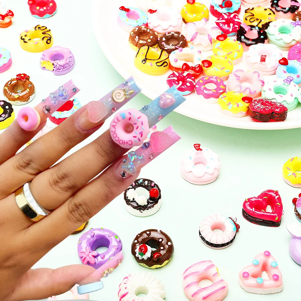 20pcs Assorted 3D Candy Nail Charms (15-20mm) Sweet Cake Donut Ice Cream  Flatback Resin Nail Art Charms for Manicure DIY - AliExpress