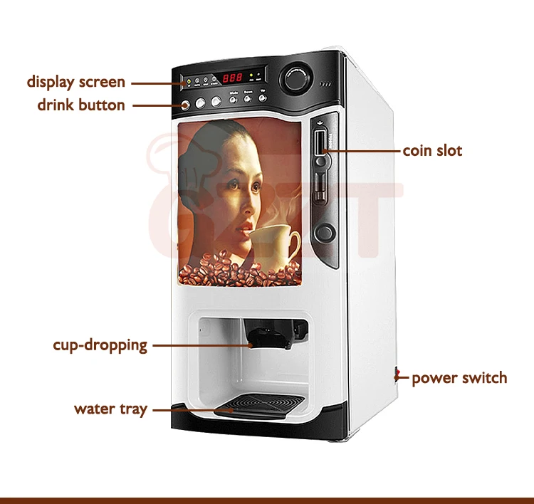 GZZT Coin-operated Instant Beverage Machine Coffee Vending Maker Coffee/Milk Tea/Hot Chocolate/Soy Milk Commercial 110V 220-240V 3