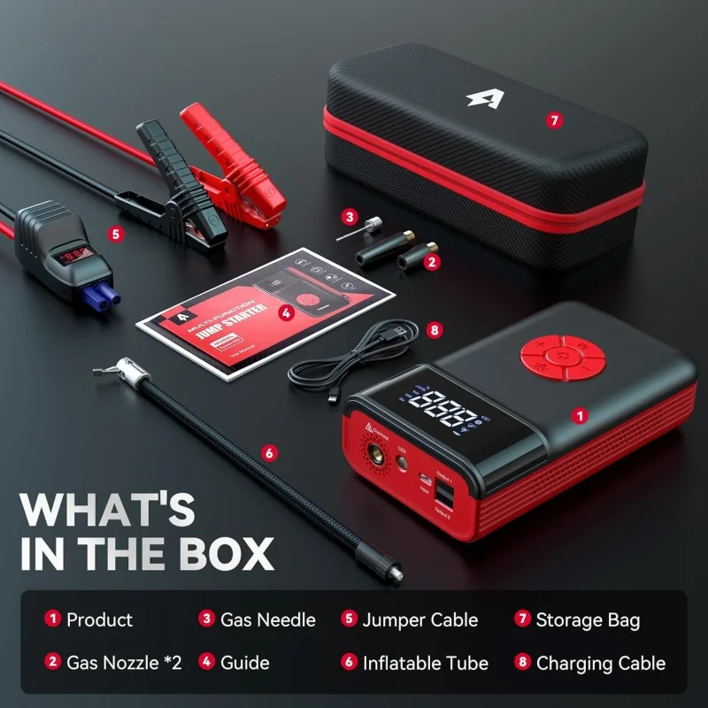 Portable Car Jump Starter Power Bank with Air Pump
