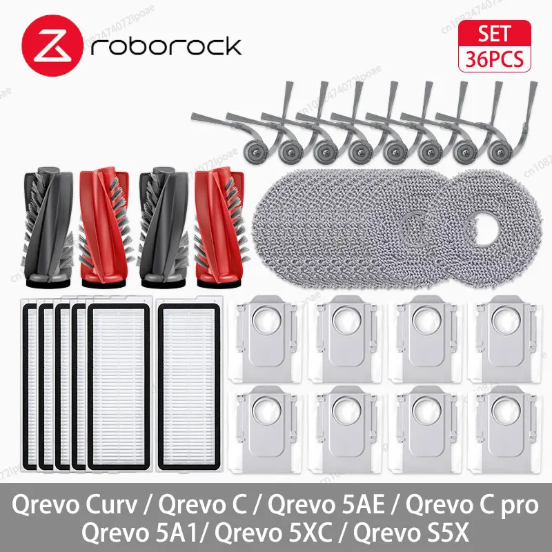 Roborock Vacuum Cleaner Essential Accessories Kit - Main Brush, Side Brush, Mop Cloth, Dust Bag, and Filter