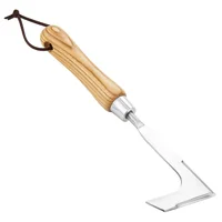 Wooden Handle Stainless Steel Manual Lawn Mower L-shaped Weeding Sickle for Garden Tool Lawn Patio Crevice Weeding Tool 1