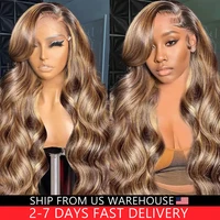 Highlight Wig 13x6 Hd Lace Frontal Wig Honey Blonde Body Wave Lace Front Human Hair Wigs For Women 30 inch 360 HD Full Lace Wig 1