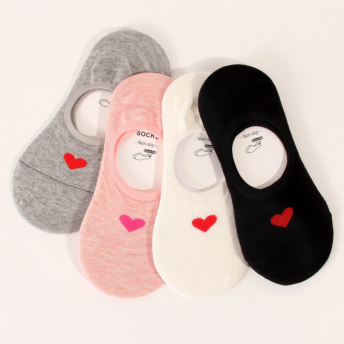 

4 Pair Summer Cotton Love Female Ship Socks Cute Cartoon Female Cotton Socks Anti Slip Adult Socks