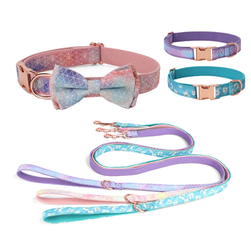 Pet Supplies Rose Gold Dog Collar Printed Insert Buckle Valentine's Day