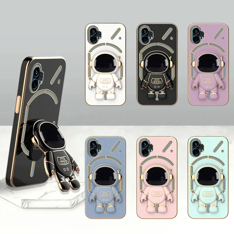 Astronaut-Themed Electroplated Silicone Phone Holder Cover