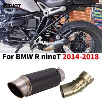 Slip For BMW R nineT 2014-2018 Motorcycle Exhaust SystemTitanium Alloy Middle Link Pipe 60mm Carbon Fiber Muffler Escape Moto