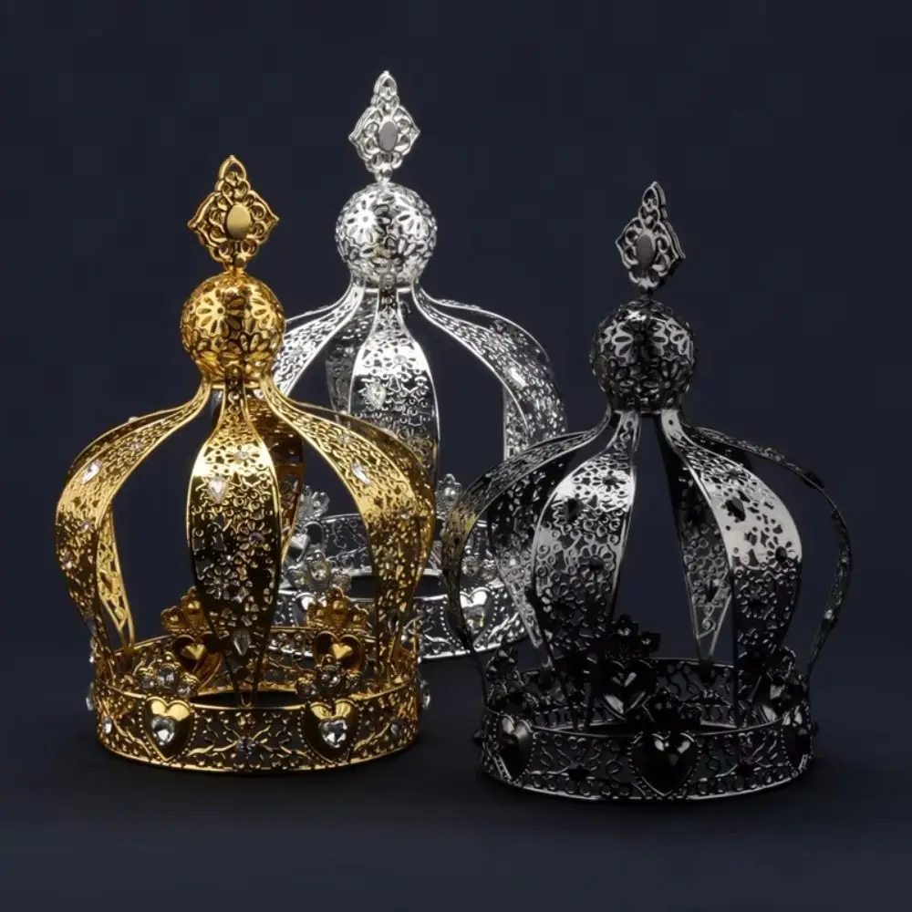 1/2Pcs Baroque Crown Cake Topper Creative Retro Rhinestone Crown European Style Luxury Wedding Tiara Cake Decoration