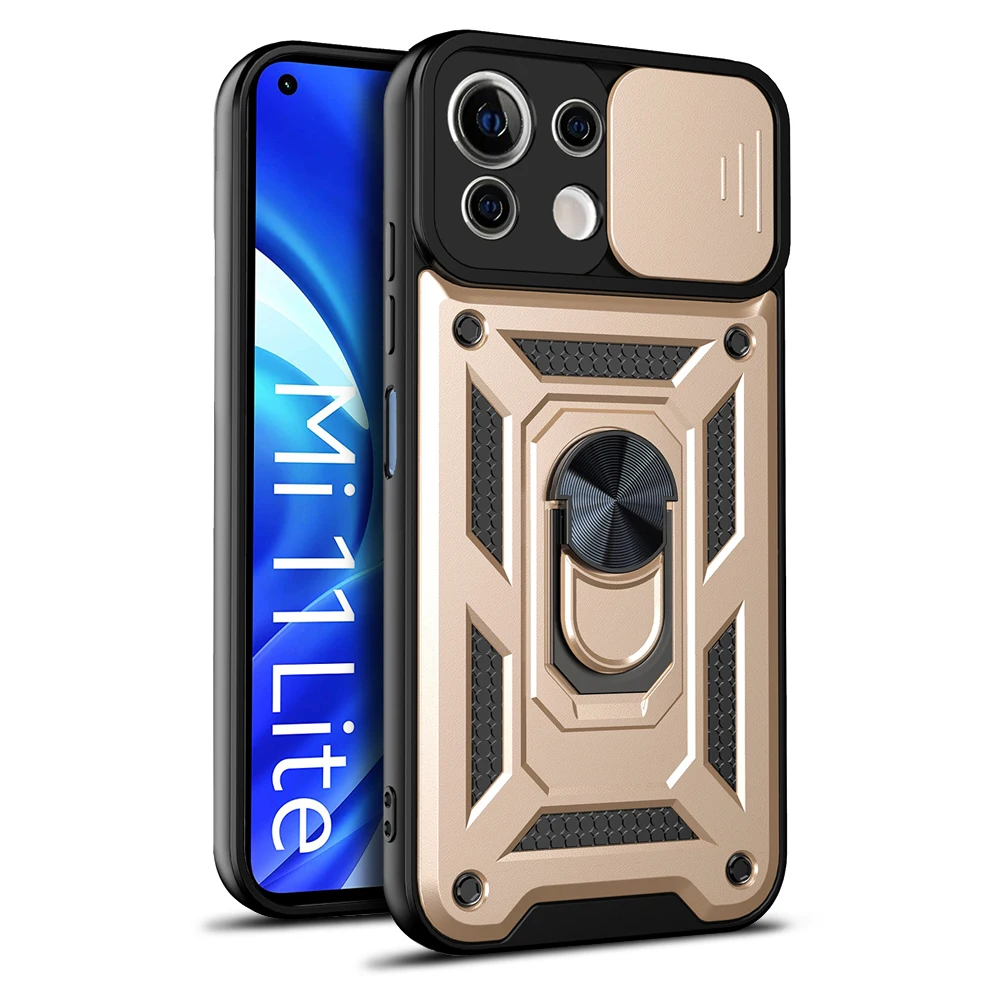 Magnetic Ring Holder Armor Case with Slide Camera Protector