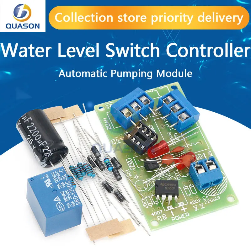 NE555WaterLevelSwitchControllerKitWaterLevelSensorAutomaticPumpingModuleDIYStudent