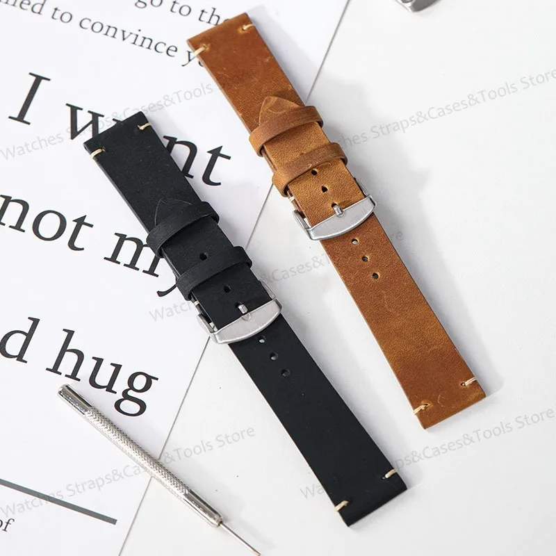 Vintage Crazy Horse Leather Watchband - Universal Fit